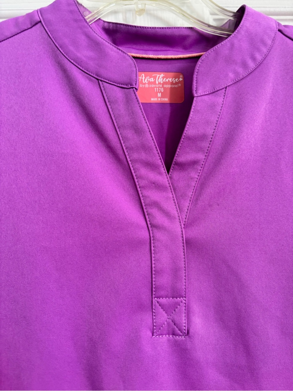 Ava Therese Split-Neck Scrub Top in Bright Purple - Picture 5 of 7